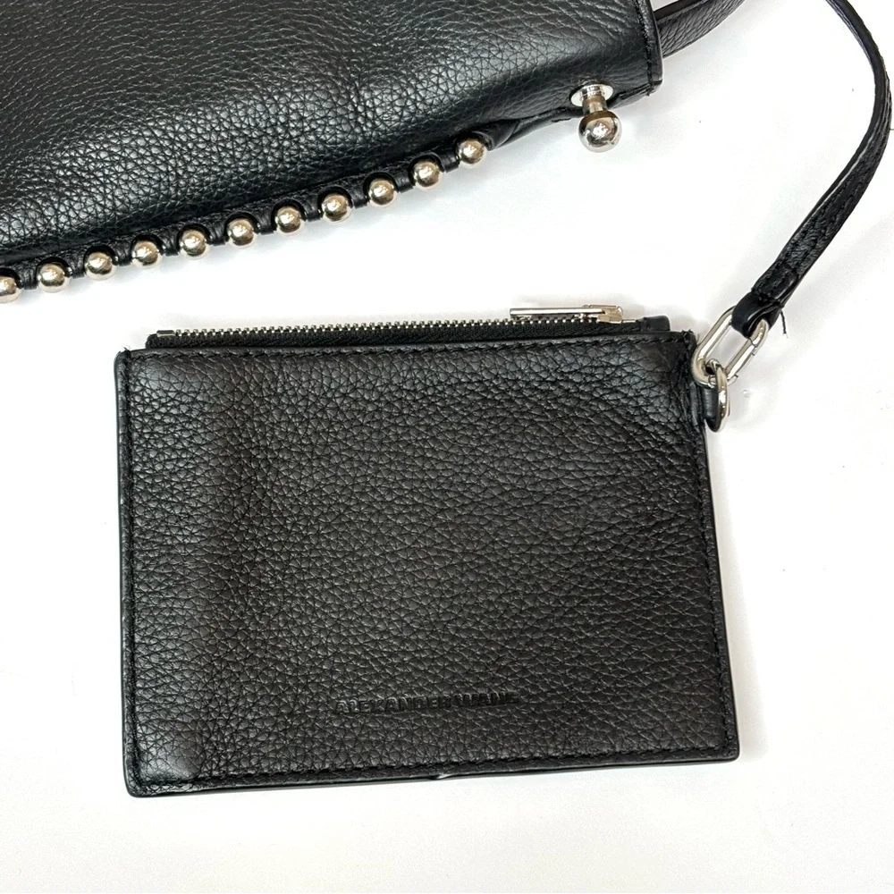 Alexander Wang Roxy Hobo Bag Black Pebbled Leather Silver Studs Crossbody Strap